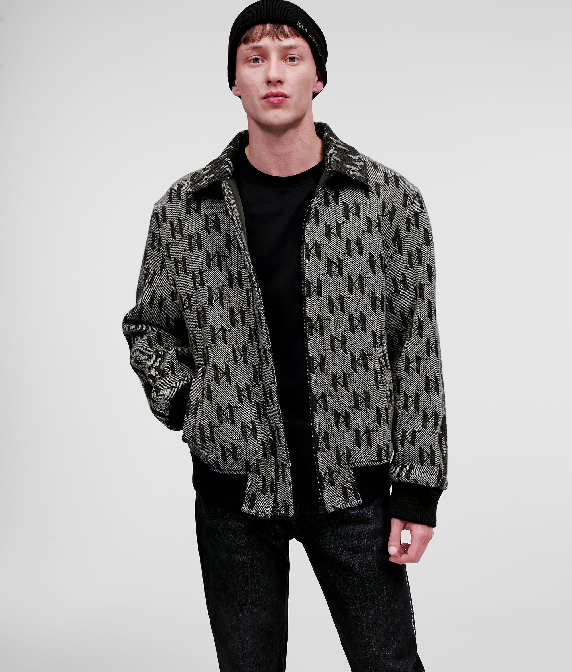 (image for) Unique Influence KARL MONOGRAM WOOL BOMBER JACKET